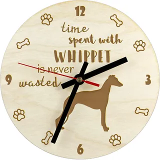 Whippet, Kleiner Englischer Windhund - Uhr mit Hund, Holzuhr mit Gravur, personalisierte Uhr von Art-Dog