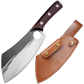 TUTCHUAN Japanisches Kochmesser Hackmesser Küchenmesser Vollständiges Tang-Schneidemesser Hochkohlenstoffstahl Zuhause Kochmesser mit Mantel