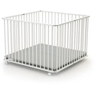 Webaby Laufstall Baby Faltbar Holz 100x100 Weiß