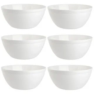 ENGELLAND 6er Set Schalen Müslischalen Dessertschalen Salatschale Suppenschale Reisschale Bowl in Farbe weiß aus Kunststoff BPA-frei groß 900 ml
