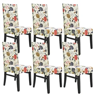 Lalluxy Parson Dehnbare Stuhlhussen für Esszimmerstühle, Sitzbezüge, Stuhlschoner für Party, Haustierschutz, universelle Passform, weiches Polyester, 6 Stück, orangefarbene Blumen