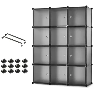 Mondeer Kleiderschrank Steckregal 110 x 37 x 145 cm Grau