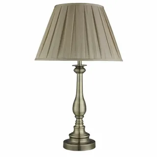 Licht-Erlebnisse Klassische Tischleuchte Messing Optik E27 60W Nachttischlampe