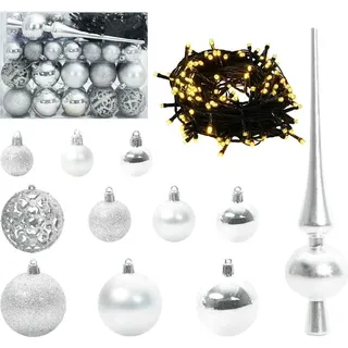 Weihnachtskugel-Set mit 150 LEDs 61 pcs Silber Kunststoff - Silber