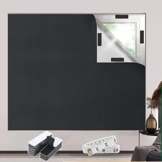 Bekeify Verdunklungsstoff 200 × 145 cm Verdunkelungsrollo in Größe Geschnitten Passend für Jedes Fenster ohne Bohren Reise Tragbare mit 2 m Weiches Lineal und 30 Klettverschluss-Tabs