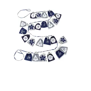Heitmann Deco Adventskalender - Adventskalender-Kette zum Aufhängen und selbst Befüllen - Stoff - Beutel - Blau, Weiß