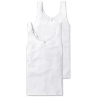 SCHIESSER Unterhemd »Cotton Essentials« 2er-Pack, mit zwei unterschiedlichen Batist-Stickerei-Motiven, weiß