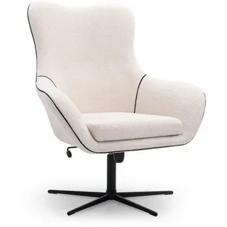Masseno Sessel Sogno, Modern Polstersessel Loungesessel, Bucle-Stoff Weiß , Metall , 88x110x106 cm , Wohnzimmer, Sessel, Polstersessel