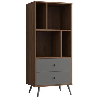 SalesFever Bücherregal 60 x 39,6 x 138 cm Walnuss/Grau