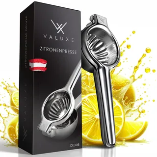 VALUXE® Premium Zitronenpresse Edelstahl - Hand Zitruspresse für Zitronen, Limetten & kleine Orangen - Manuelle Limetten-Presse, Citrus Handpresse, Lemon Squeezer spülmaschinengeeignet