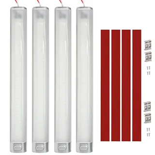 Intckwan 12v Led Lampe Wohnmobil, 120 Led Leiste Mit Extragroßer Schalter, 6000K Weißes LED Auto Innenbeleuchtung für Auto Van Bus Caravan Boat Wohnmobil Küche Bad Bar LKW Camper Traktor(4 Stück)