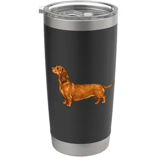 Minimalistischer Dackel Klassisches Dackel Motiv Doppelwandiger Edelstahl-Thermobecher