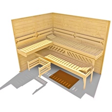 Bild von Massivholzsauna »Kemi«, (Set), 7,5 kW Bio-Ofen mit digitaler Steuerung, beige