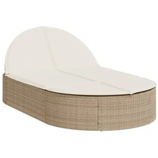 vidaXL Doppel-Sonnenliege mit Auflagen Beige Poly Rattan - Beige