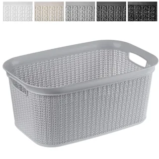 KADAX Wäschekorb, multifunktionaler Korb, 27 L, Wäschetruhe aus Kunststoff, Aufbewahrungskorb, Wäschesammler für Bad, schmutzige Kleidung, Accessoires, Spielzeug, Wäschebox (grau)