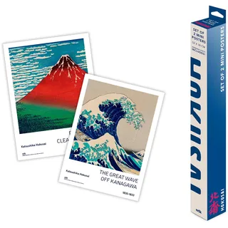 Grupo Erik Poster Hokusai Set 2 Stück Kunstdruck - Deko Wohnzimmer oder Deko Schlafzimmer - Deko Zimmer - Größe 38 x 52 cm - Offizielle Lizenz