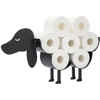 SUMNACON Toilettenpapierhalter Klopapierhalter Schwarz Klorollenhalter | Rollenhalter Papierhalter Toilettenrollenhalter Aufbewahrung Klopapier Wandmontage Stehend Hundform Dekoration für Badezimmer