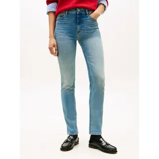 Tommy Hilfiger Slim-fit-Jeans TOMMY HILFIGER "DNM SLIM RW", Damen, Gr. 28, Länge 28, love, Denim/Jeans, Obermaterial: 99% Baumwolle, 1% Elasthan, Abriebeffekte, slim fit knöchellang, Jeans Slim-fit-Jeans