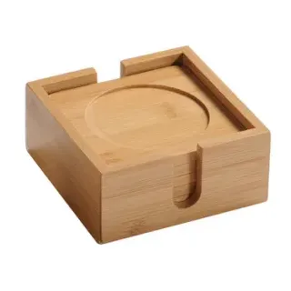 Kesper Untersetzer aus Bambus, 12 x 12 cm, Praktische Glasuntersetzer aus FSC-zertifiziertem Bambus, 1 Packung = 6 Untersetzer