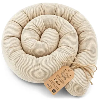 Totsy Baby Seitenschläferkissen Bettschlange Body Pillow 150 cm Cordstoff - Kopfkissen lang Bettrolle Schlafkissen Nackenrolle Zertifikat Oeko-Tex Beige C