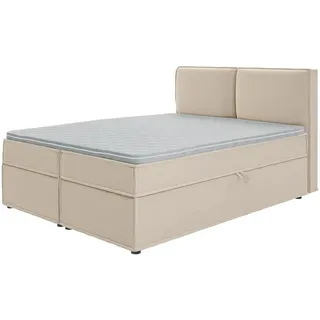 s-style möbel Boxbett mit Topper H3 Uma - beige - Maße cm B: 160 H: 103