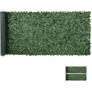 VEVOR Künstliche Hecke 401 x 150 cm Efeu Blatt Sichtschutz Seidenstoff-Blätter PE-Unterlage Kunststoff-Rahmenmaterial Sichtschutzgitter mit Blättern Pflanzenwand Zaun Ideal für Garten Terrasse Balkon