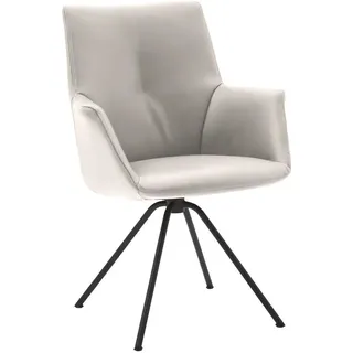 Dieter Knoll Armlehnstuhl , Schwarz, Beige , Metall, Leder , Echtleder , Semi-Anilinleder , Rundrohr , 60x90x61 cm , Beinauswahl, Lederauswahl, Typenauswahl, Sitzfläche 360° drehbar , Esszimmer, Stühle, Lederstühle