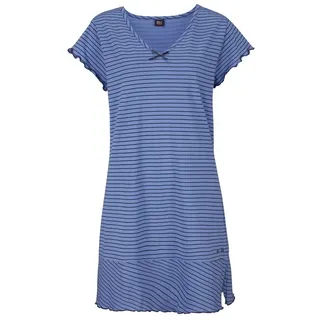 H.I.S. H.I.S, Nachthemd in süßem Streifenlook mit Kräuselrändern, blau