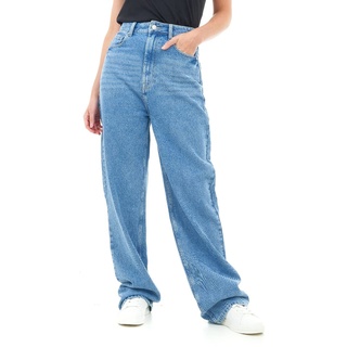 M17 Damen, Mid Blue Womens Ladies Denim Jeans Straight Leg High Rise Comfy Casual Cotton Trouser Pants with Pockets (10