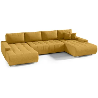 FEDVE Ecksofa Big Sofa Eckcouch mit Schlaffunktion DHAKA U Form Couch Sofagarnitur - Gelb