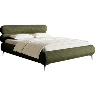 Selsey Roule - Polsterbett in Olivgrün mit schwarzen Füßen, 180 cm - Grün