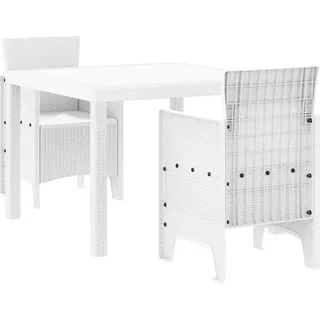 vidaXL Garten Essgruppe 3 pcs Weiß Polt Rattan - Weiß