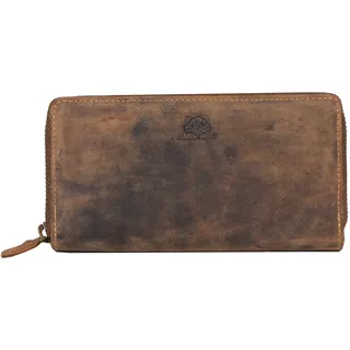 Greenburry Vintage Damen Geldbeutel Leder Geldbörse braun | 19 x 2,5 x 10 cm