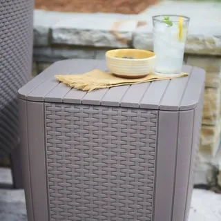 Keter Garten-Beistelltisch Luzon Rattan-Optik Flach Cappuccino-Braun - Braun