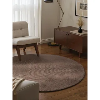 HANSE HOME Wollteppich Eleni - Natur Wohnzimmerteppich Rund - Handgetuftet - Hygge Skandi, Boho Teppich Wolle für Wohnzimmer, Schlafzimmer, Esszimmer, Flur - Taupe, Ø120cm