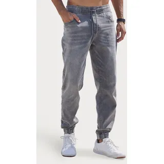 Jogger Pants JOHN DEVIN "Jogg Pants", Herren, Gr. L (52/54), N-Gr, grau (grau, denim), Jeans, Obermaterial: 65% Baumwolle, 33% Polyester, 2% Elasthan, unifarben, bequem lang, Hosen Jogger Pants, Joggpants mit elastischem Bund aus weicher Stretch-Qualität, Topseller