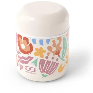 monbento - Lunchbox Thermo Kinder Capsule graphic Papercut - Thermobehälter für Kinder für Warme/Kalte Mahlzeiten bis zu 5 Stunden - Edelstahl Brotdose Ideal für Kompott/Obst/Püree - Blumen