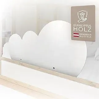 Rausfallschutz Bett aus Holz in süßem Design für Kinder - Bettgitter Rausfallschutz Wendy fürs Kinderzimmer, Bettschutzgitter Kinderbett, Hausbett bis 200cm geeignet, schön, stabil + sicher