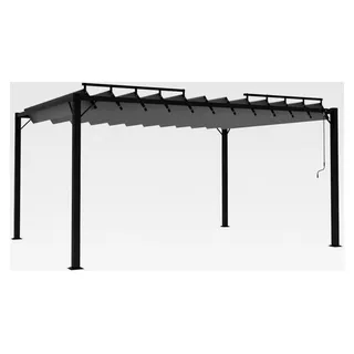 Pavillon mit Lamellendach, Sonnenschutz, Gartenzelt, Terrassendach, Überdachung 3x4m, Anthrazit, Stoff, Aluminium
