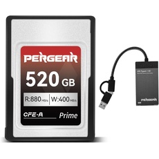 PERGEAR Professional 520GB CFexpress Typ A Speicherkarte, bis zu 880 MB/s Lesegeschwindigkeit und 900 MB/s Schreibgeschwindigkeit für 4K 120P, 8K 30P Aufzeichnung, mit Kartenleser