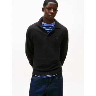 Polokragenpullover TOMMY JEANS "TJM ESSENTIAL POLO", Herren, Gr. L, schwarz, Strick, Obermaterial: 100% Baumwolle, slim fit normal, Rippbündchen, Pullover Polokragenpullover, slim fit, Feinstrick