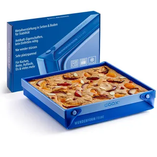 coox WUNDERFORM Frame MQ - die faltbare Kastenform mit Metallverstärkung - Backen & Servieren in Einem I Antihaft-Silikon I Spülmaschinenfest I Kein Stürzen I BPA-frei Blau