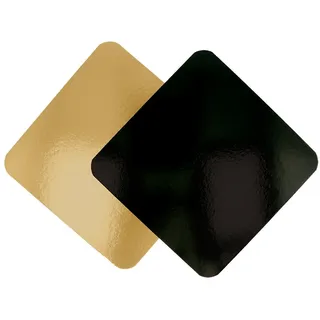 Doppelseitiger Konditoreikarton (Gold/Schwarz) 22X22 Cm Gold/Schwarz Karton - 50 Un.