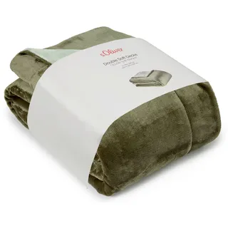 s.Oliver Doublesoft Kuscheldecke 150x200 - super kuschelig & warm, Polyesterflausch Decke dunkelgrün grün