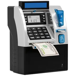 ATM Spardose, Mini Geldautomaten Sparschwein Geldbank Geldautomat Elektronische Spardose für Münzen und Scheine Sparschwein Tresor Kleingeld Aufbewahrung mit Debitkarte Piggy Bank Saving Box