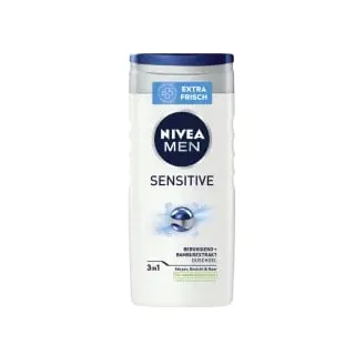 NIVEA MEN Sensitive Duschgel (250 ml), pH-hautneutrale Pflegedusche für Männer Duschgel mit Bambusextrakt für Körper, Gesicht und Haar