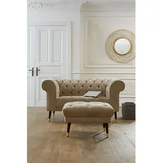 Home Affaire Hocker Tinnum Luxus-Microfaser 68 x 45 x 52 cm Beige