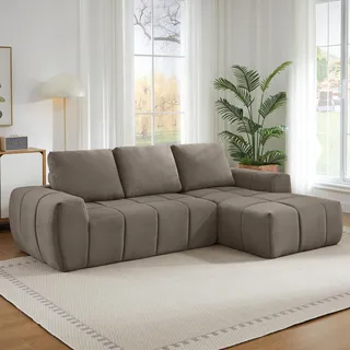 Komprimiertes Cord-Ecksofa in L-Form Modernes XXL-Modulsofa s Couch-Sofa ohne Montage für Wohnzimmer & Büro - Grau