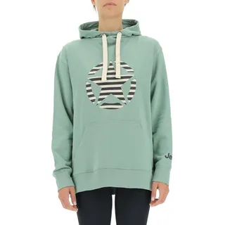 JEEP O102608-E854 J Woman Hooded Oversize Sweatshirt Star Striped Print J22W Jade Green S