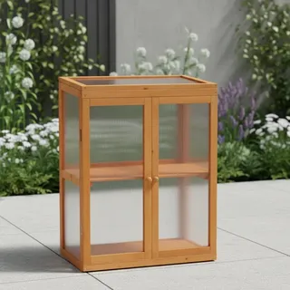 Gewächshaus mit 2 Türen Garten Balkon Schrank Treibhaus Pflanzhaus Anzuchthaus - Hellbraun